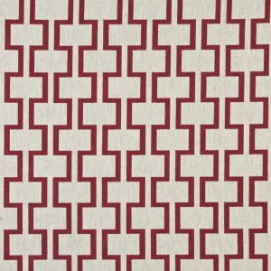 A0002A Red And Off White, Modern, Geometric Upholstery Fabric By The Yard