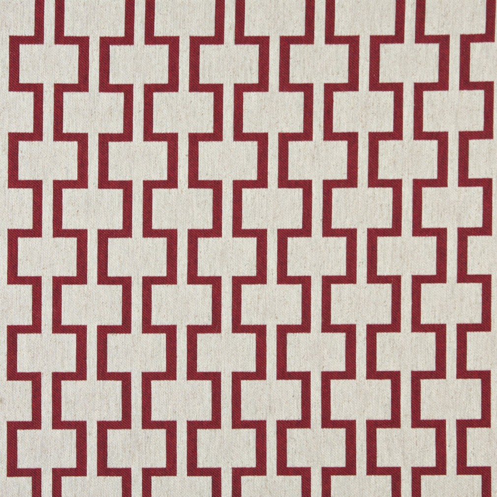 A0002A Red And Off White, Modern, Geometric Upholstery Fabric By The Yard 1