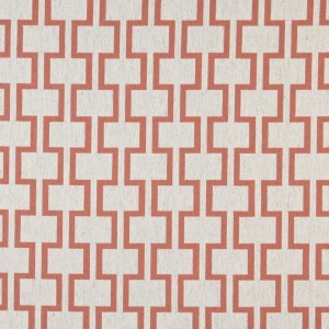 A0002C Persimmon And Off White, Modern, Geometric Upholstery Fabric By The Yard