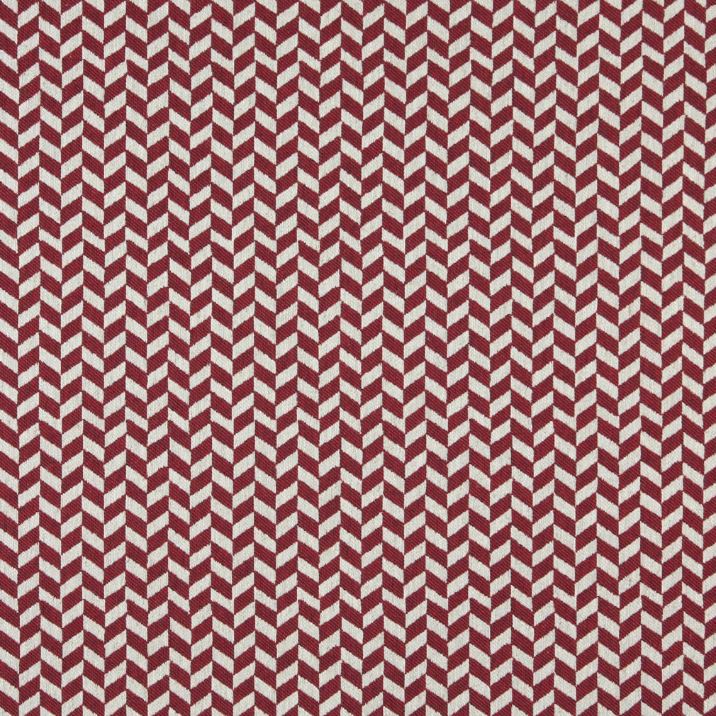 Red And Off White, Herringbone Upholstery Fabric By The Yard 1