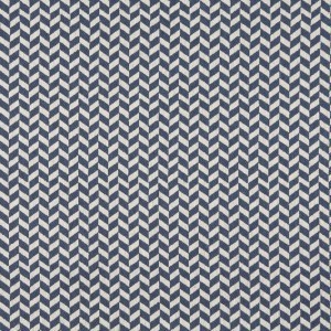 Blue And Off White, Herringbone Upholstery Fabric By The Yard