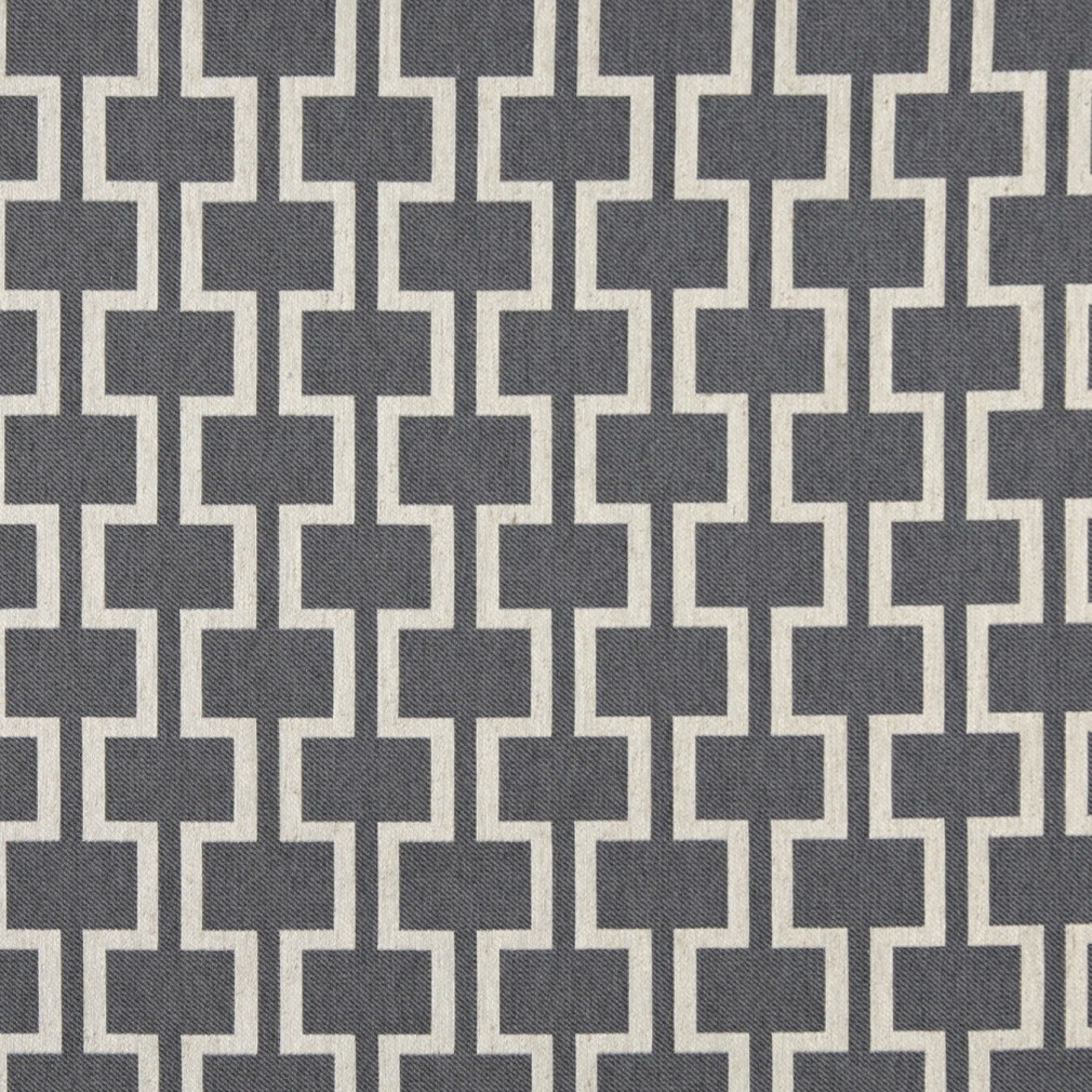 A0006B Cadet Blue And Off White, Modern, Geometric Upholstery Fabric By The Yard 1