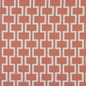A0006C Persimmon And Off White, Modern, Geometric Upholstery Fabric By The Yard