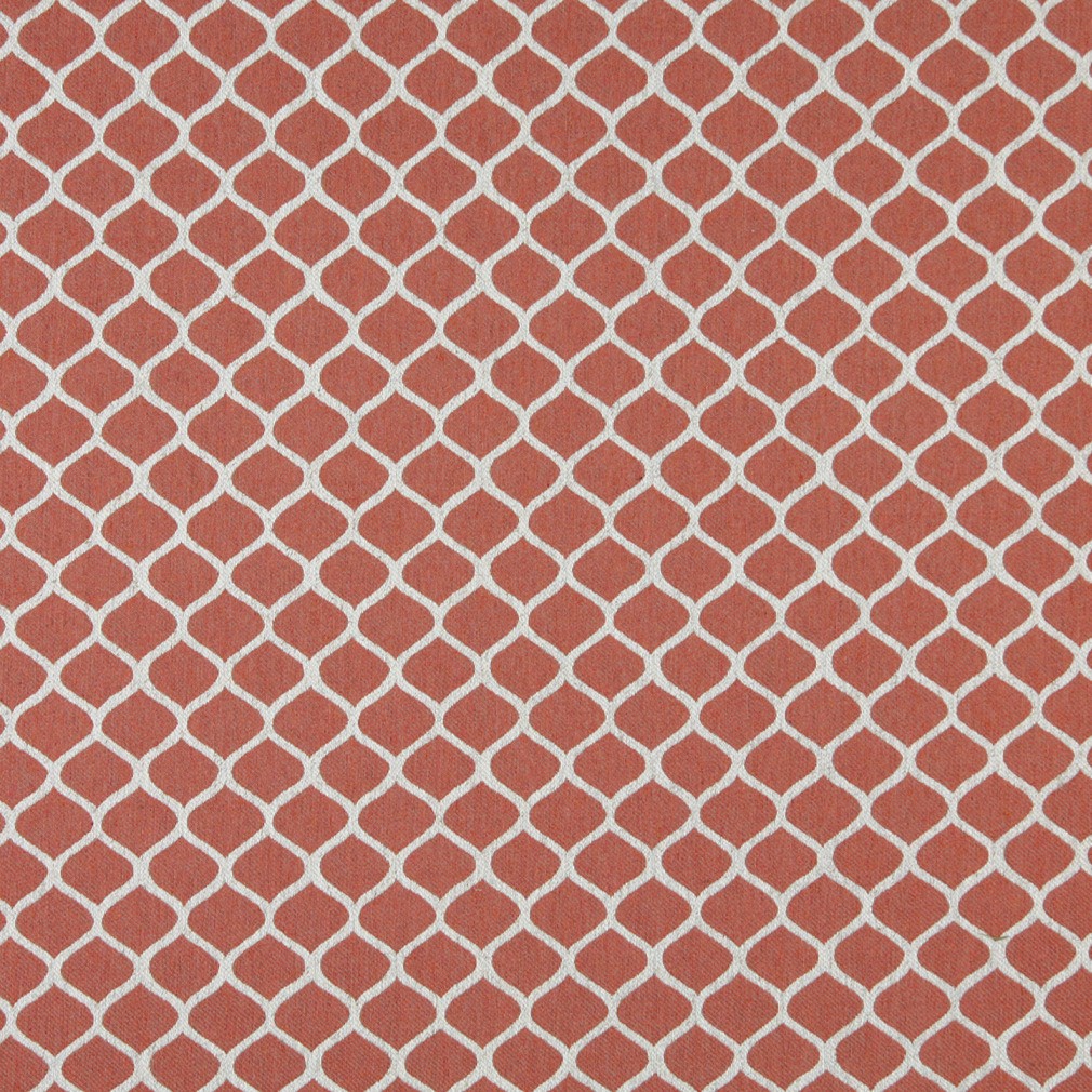 A0008C Persimmon And Off White, Modern, Geometric Upholstery Fabric By The Yard 1