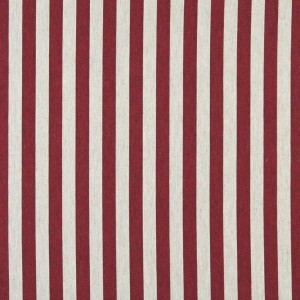 Red And Off White, Striped, Upholstery Fabric By The Yard