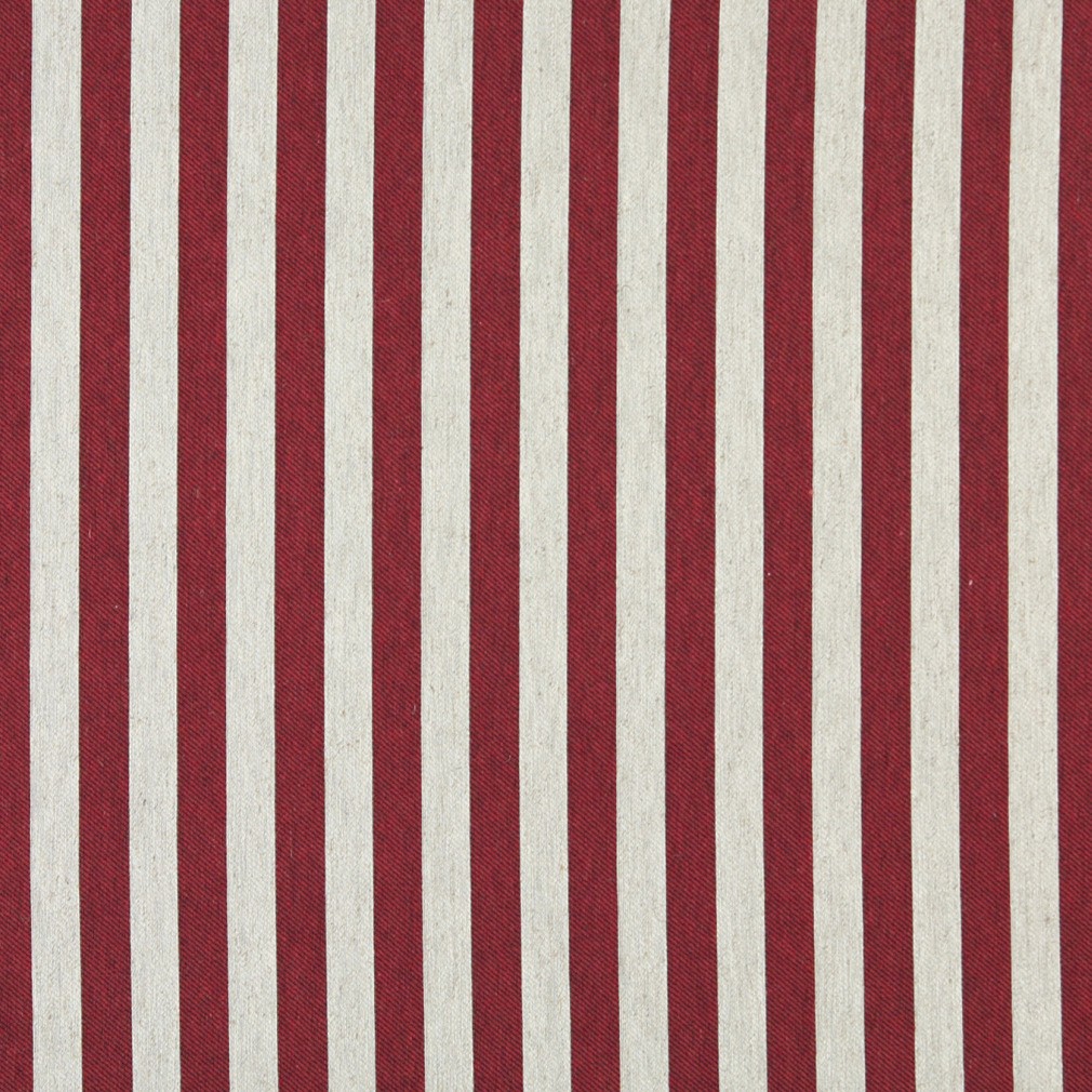 Red And Off White, Striped, Upholstery Fabric By The Yard 1