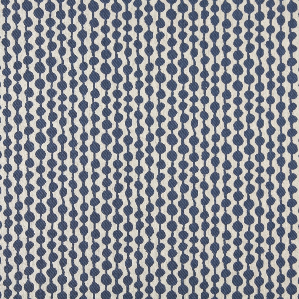 Blue And Off White, Circle Striped, Upholstery Fabric By The Yard 1