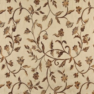 A0011E Beige, Gold, Brown And Ivory Floral Brocade Upholstery Fabric By The Yard