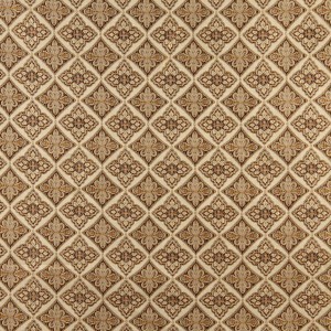 Beige, Gold, Brown And Ivory Diamond Brocade Upholstery Fabric By The Yard