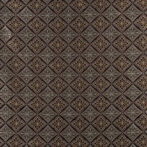 Brown, Light Blue, Gold And Ivory Diamond Brocade Upholstery Fabric By The Yard