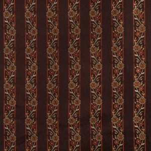 A0013B Brown, Gold, Persimmon And Ivory Floral Upholstery Fabric By The Yard