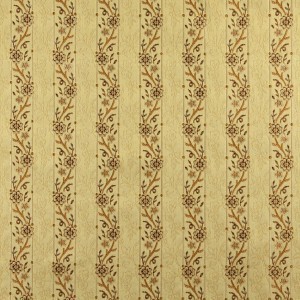 Gold, Brown And Ivory Striped, Floral Brocade Upholstery Fabric By The Yard
