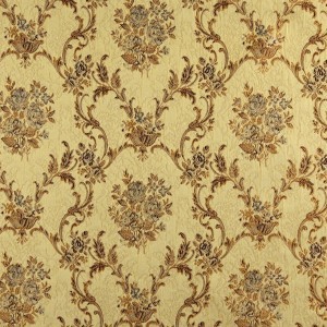 Gold, Brown And Ivory Large Scale Floral Brocade Upholstery Fabric By The Yard