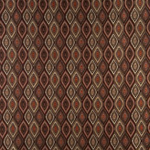 A0015B Brown, Gold, Persimmon And Ivory Brocade Upholstery Fabric By The Yard