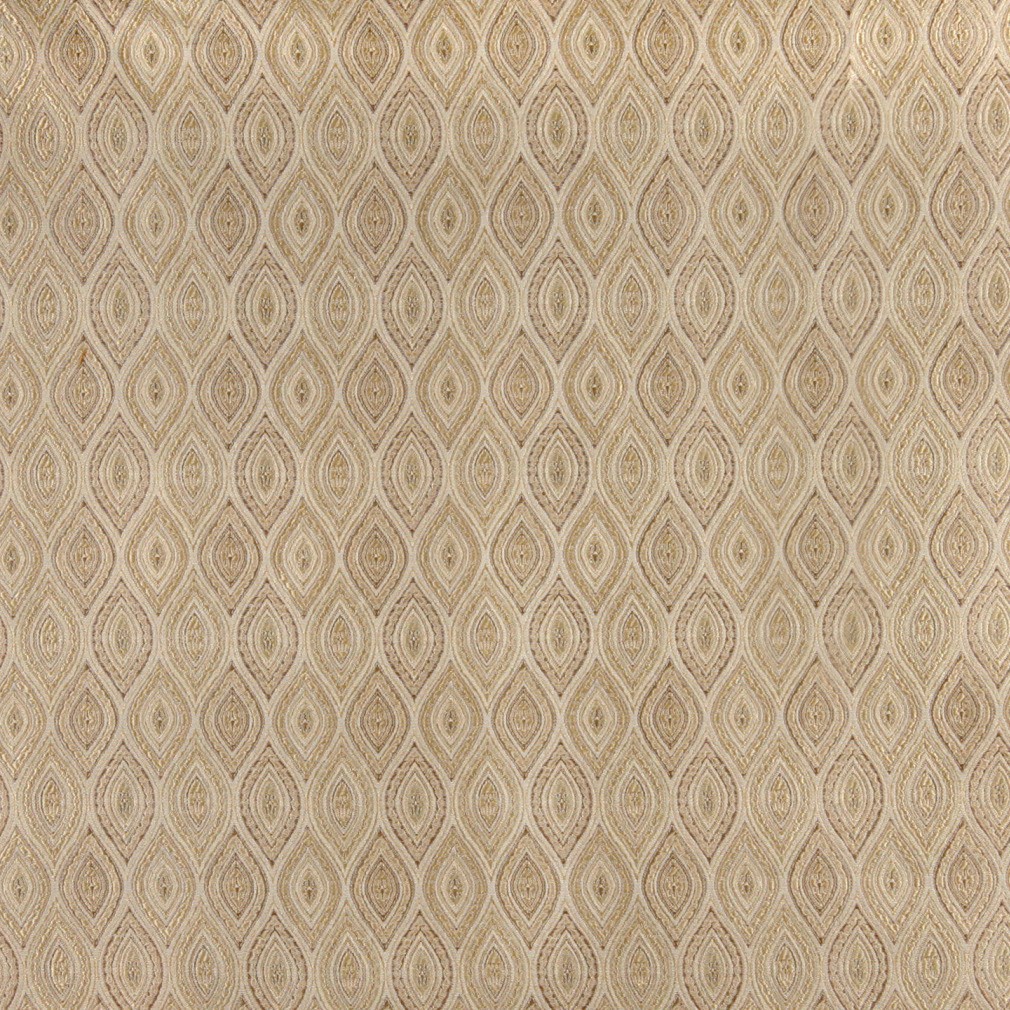 Ivory Small Scale Pointed Oval, Brocade Upholstery Fabric By The Yard 1
