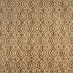 Beige, Gold, Brown And Ivory Pointed Oval, Brocade Upholstery Fabric By The Yard