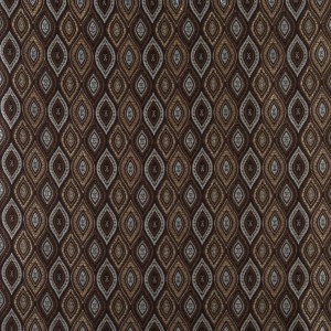 A0015F Brown, Light Blue, Gold And Ivory Brocade Upholstery Fabric By The Yard