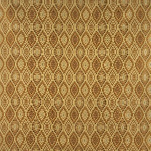 Gold, Brown And Ivory Pointed Oval, Brocade Upholstery Fabric By The Yard