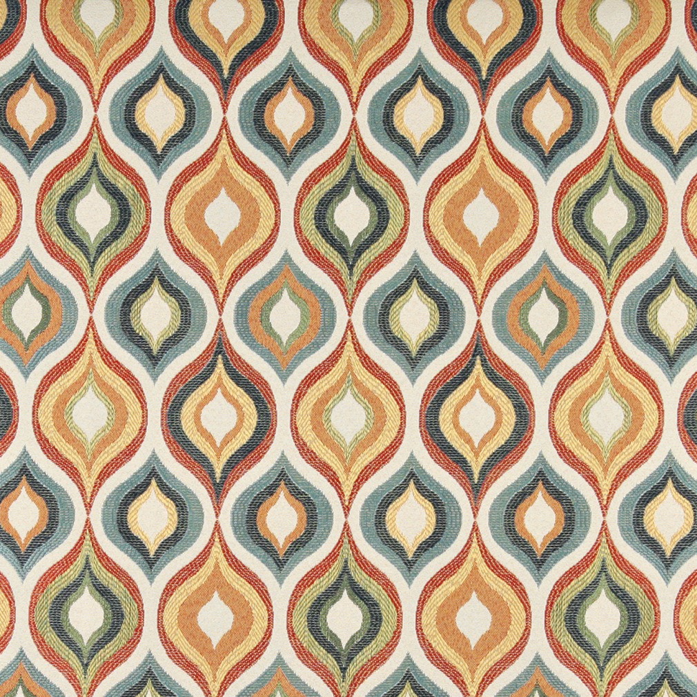 Red, Green, Blue, Orange And Gold, Contemporary Upholstery Fabric By The Yard 1