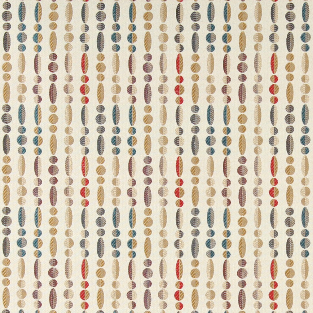 Red, Blue, Gold And Grey, Striped Contemporary Upholstery Fabric By The Yard 1