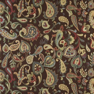 Blue, Red, Green, Yellow And Brown Paisley Upholstery Fabric By The Yard