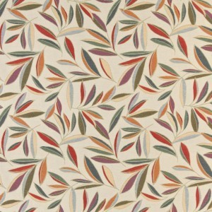 Red, Orange, Gold, Green And Blue, Leaves Upholstery Fabric By The Yard