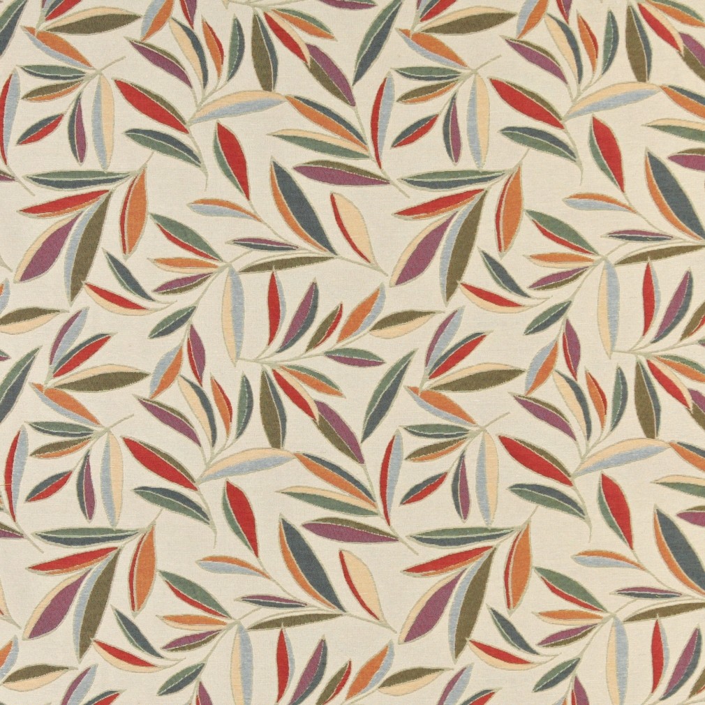 Red, Orange, Gold, Green And Blue, Leaves Upholstery Fabric By The Yard 1
