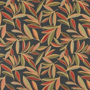 Red, Green And Blue, Foliage Leaves Contemporary Upholstery Fabric By The Yard