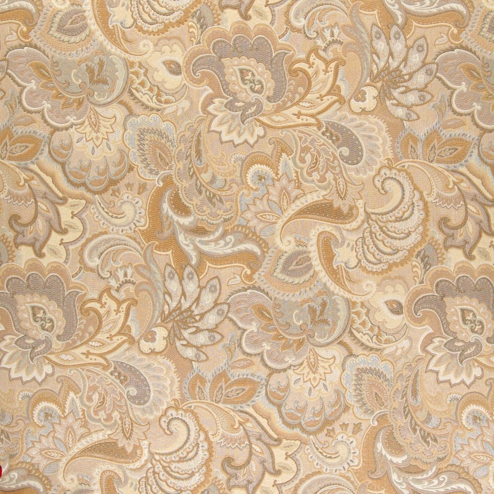 Gold And Beige, Abstract Floral Upholstery Fabric By The Yard 1