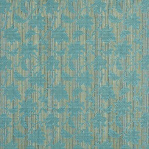 Turquoise And Green Floral Stripe Upholstery Jacquard Fabric By The Yard