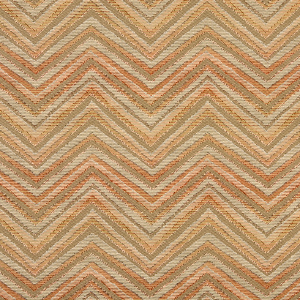 Orange, Taupe And Beige Chevron Woven Outdoor Upholstery Fabric By The Yard 1