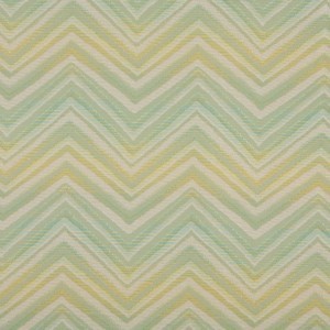 Green, Turquoise And Beige Chevron Woven Outdoor Upholstery Fabric By The Yard