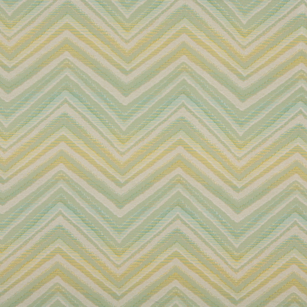 Green, Turquoise And Beige Chevron Woven Outdoor Upholstery Fabric By The Yard 1