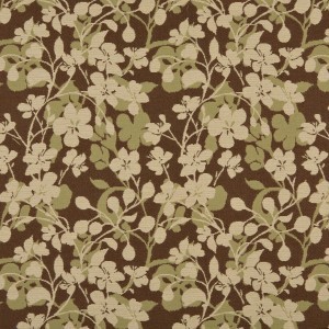 Beige, Brown And Light Green Floral Woven Outdoor Upholstery Fabric By The Yard