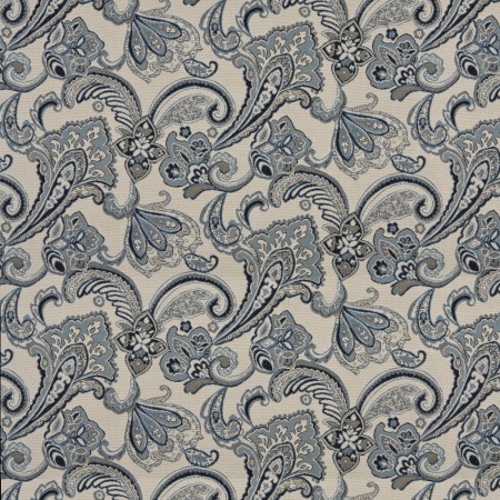 Navy, Blue, And Beige Floral Foliage Woven Outdoor Upholstery Fabric By ...