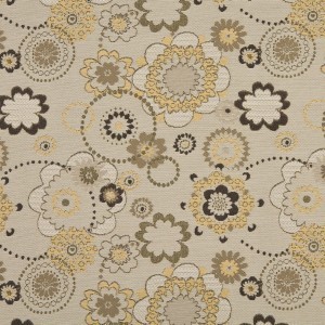 Gold, Gray And Tan Floral Woven Outdoor Upholstery Fabric By The Yard