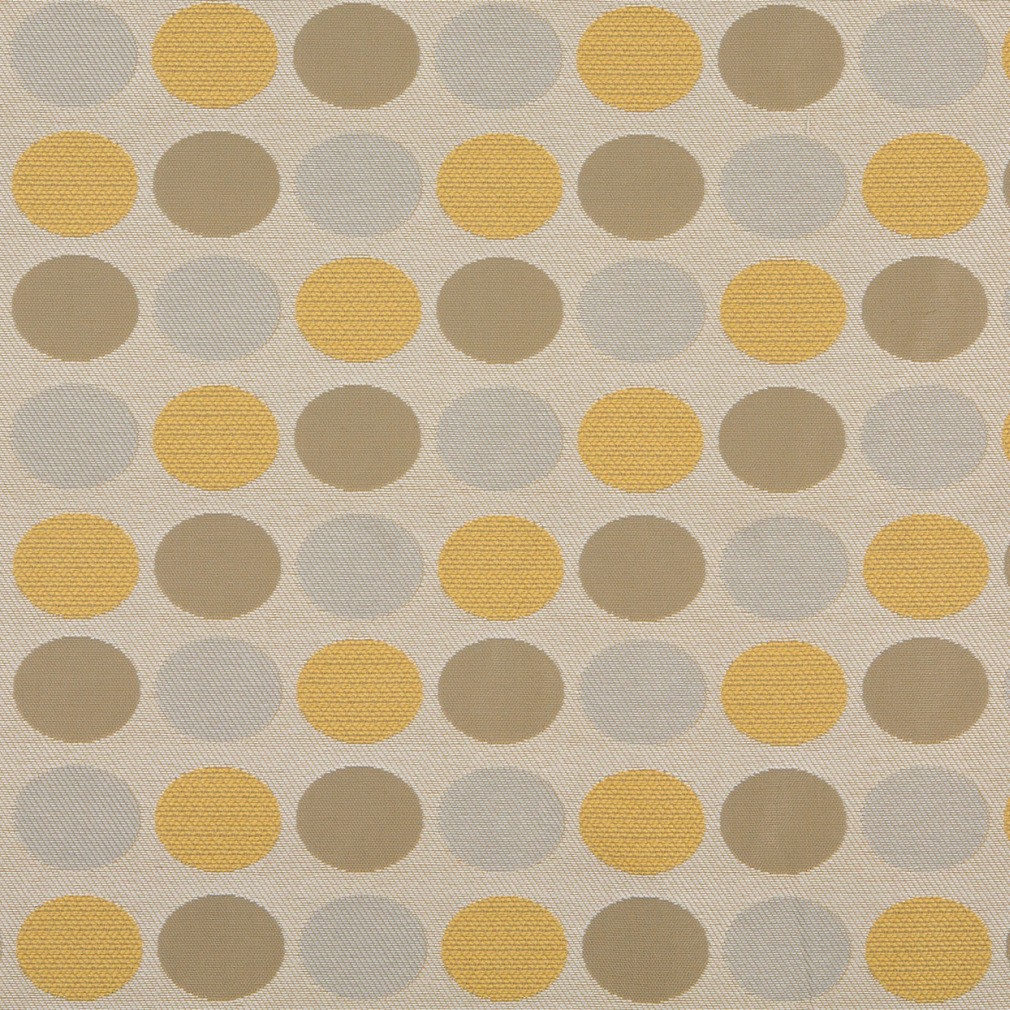 Beige, Gold And Gray Polka Dots Woven Outdoor Upholstery Fabric By The Yard 1