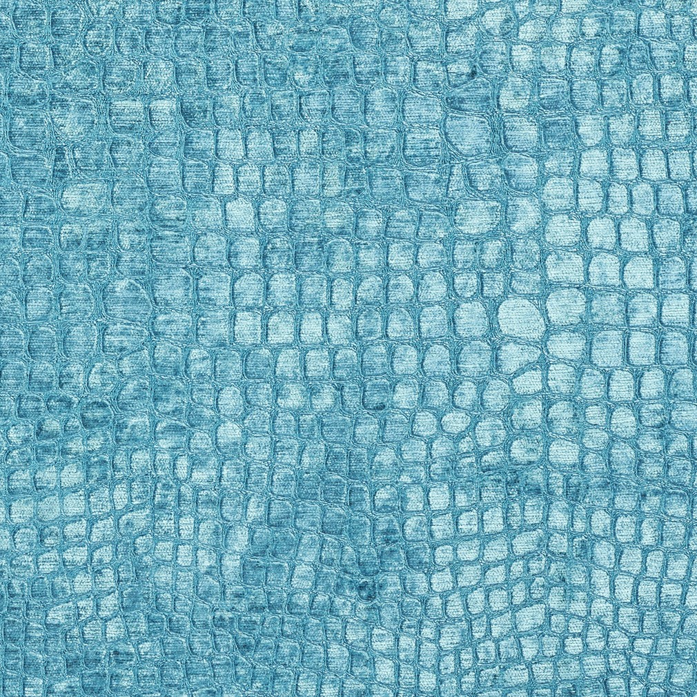 Aqua Textured Alligator Shiny Woven Velvet Upholstery Fabric By The Yard 1