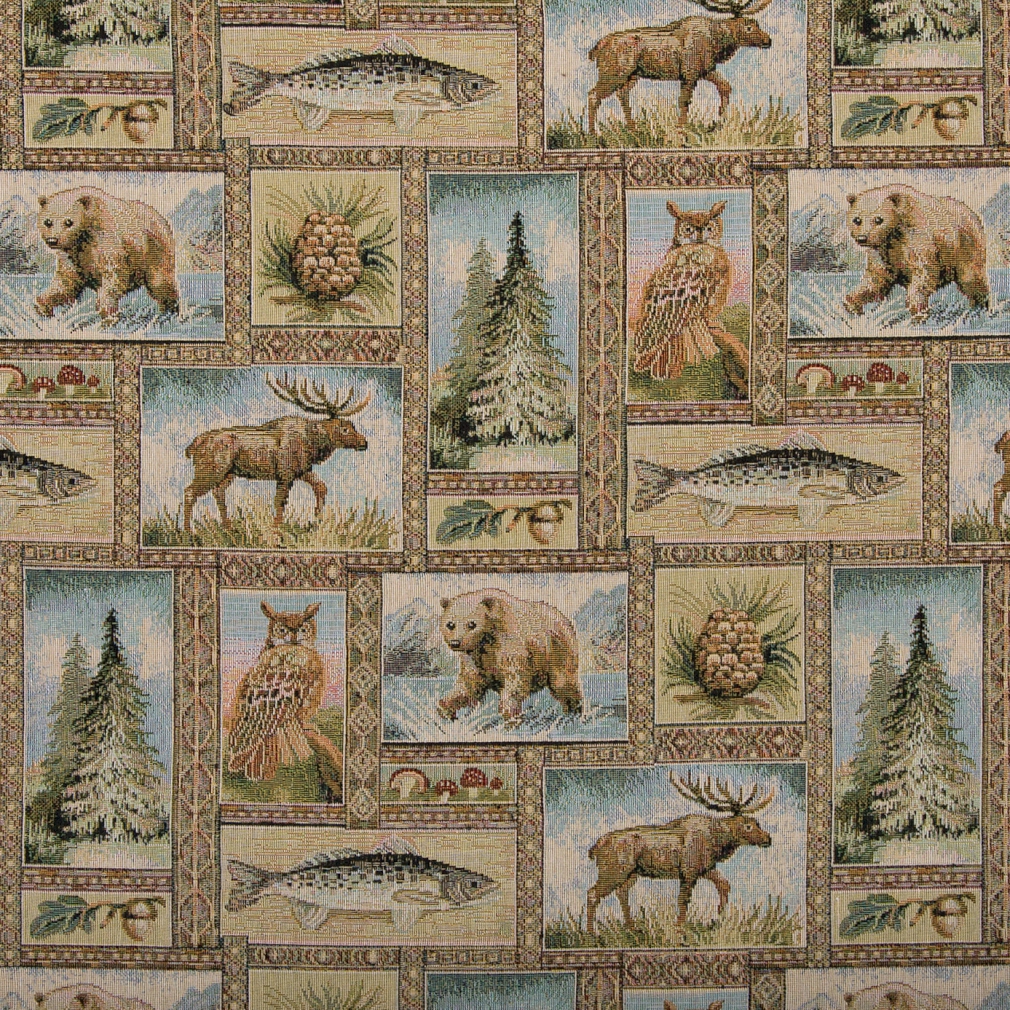 Wild Animals Themed Tapestry Upholstery Fabric By The Yard 1