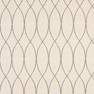 Grey And Gold Contemporary Overlapping Ovals Upholstery Fabric By The Yard