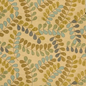 Teal And Beige Leaves And Vines Textured Matelasse Upholstery Fabric By The Yard