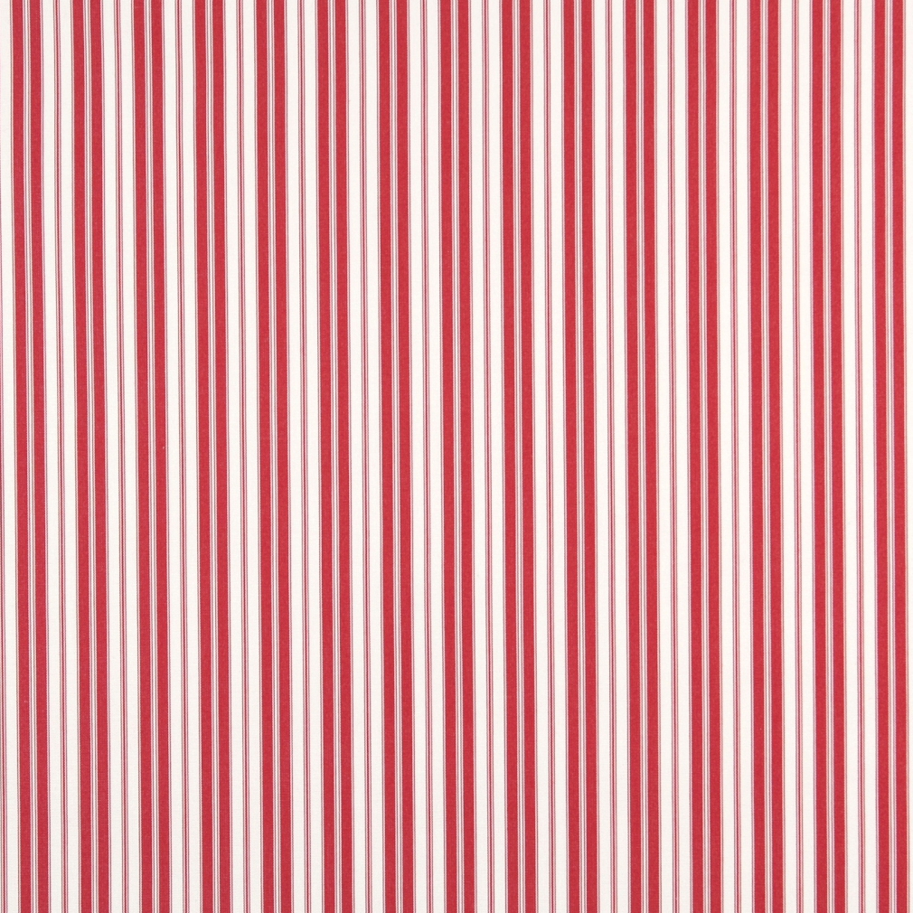 Red, Ticking Striped Indoor Outdoor Acrylic Upholstery Fabric By The Yard 1