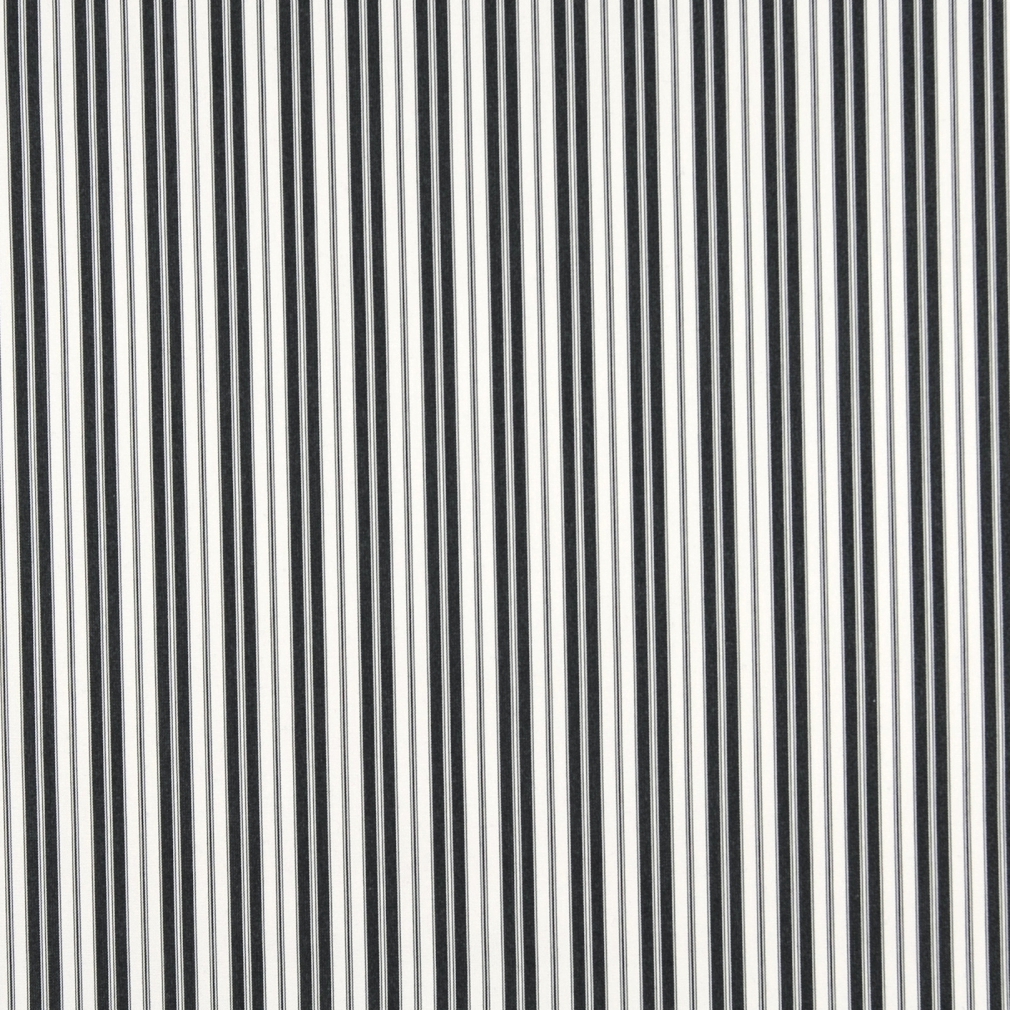 Black, Ticking Striped Indoor Outdoor Upholstery Fabric By The Yard 1