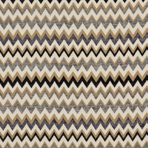 Gold, Blue, Midnight And Off White, Woven Chevron Upholstery Fabric By The Yard