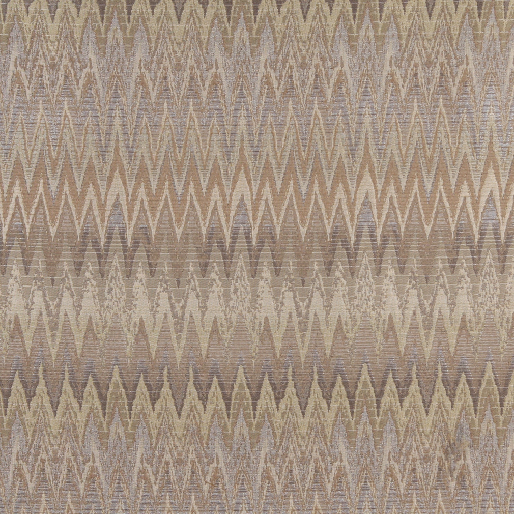 Gold, Beige And Platinum, Woven Flame Stitch Upholstery Fabric By The Yard 1