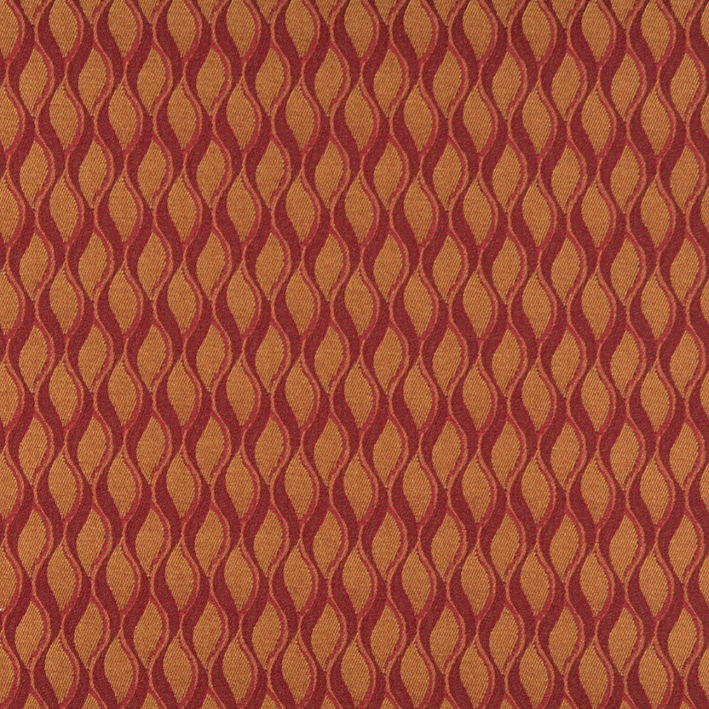 Red, Burgundy And Gold, Wavy Striped, Contract Upholstery Fabric By The Yard 1