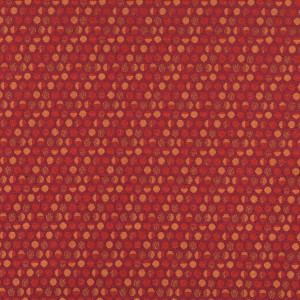 Burgundy, Red And Gold Geometric Circles Contract Upholstery Fabric By The Yard