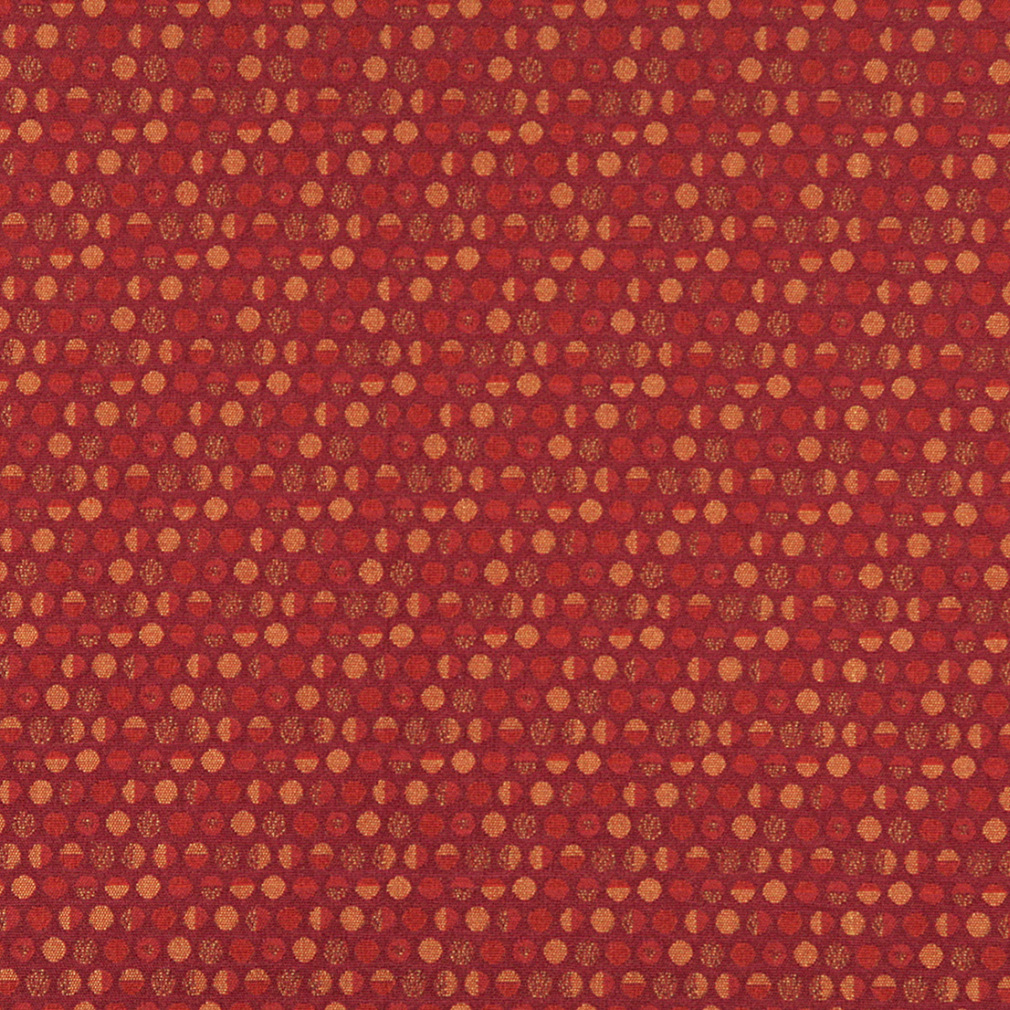 Burgundy, Red And Gold Geometric Circles Contract Upholstery Fabric By The Yard 1