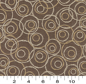 Brown, Gold And Silver Circles Contract Upholstery Fabric By The Yard