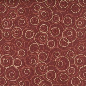 Burgundy, Light Green And Orange Circles, Contract Upholstery Fabric By The Yard